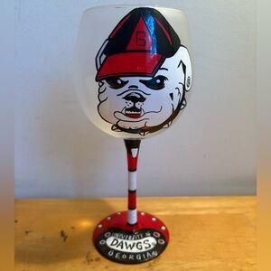 University of Georgia Bulldogs hand painted wine glass